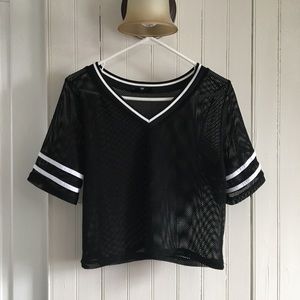 Black Mesh Crop Top